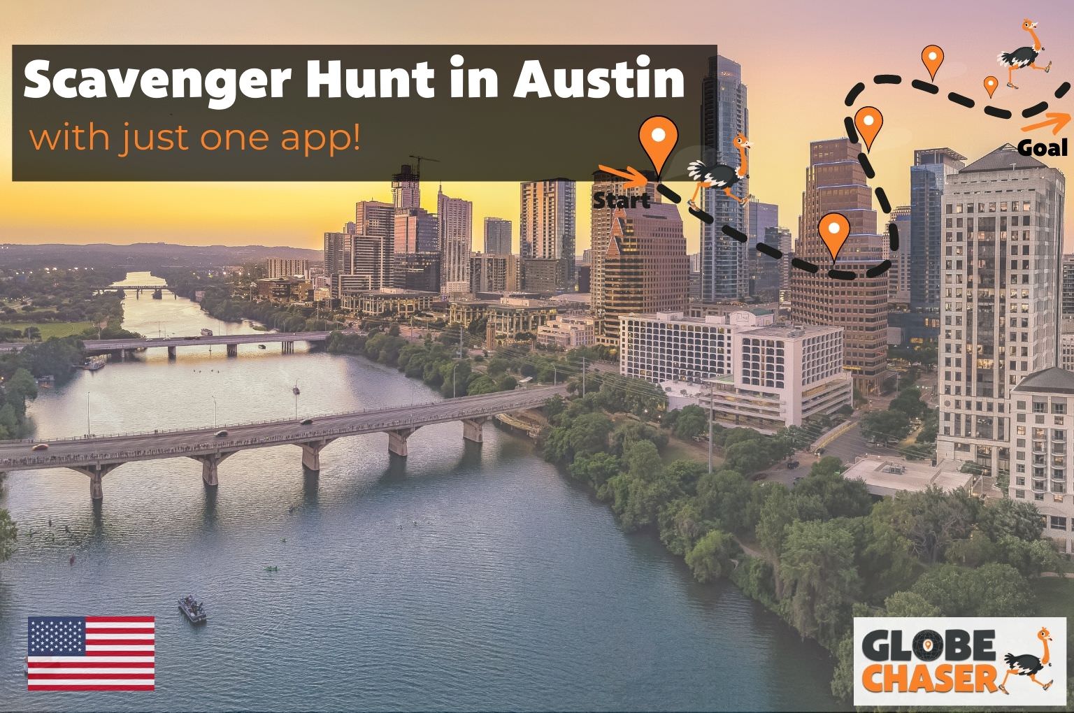 Scavenger Hunt in Austin, USA - Family Activities with the Globe Chaser App for Outdoor Fun