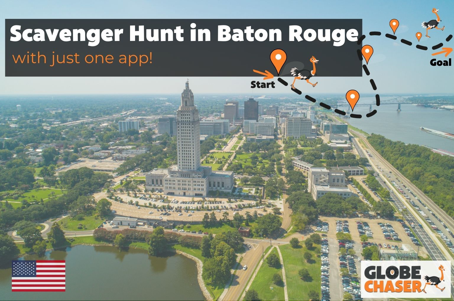 Scavenger Hunt in Baton Rouge, USA - Family Activities with the Globe Chaser App for Outdoor Fun