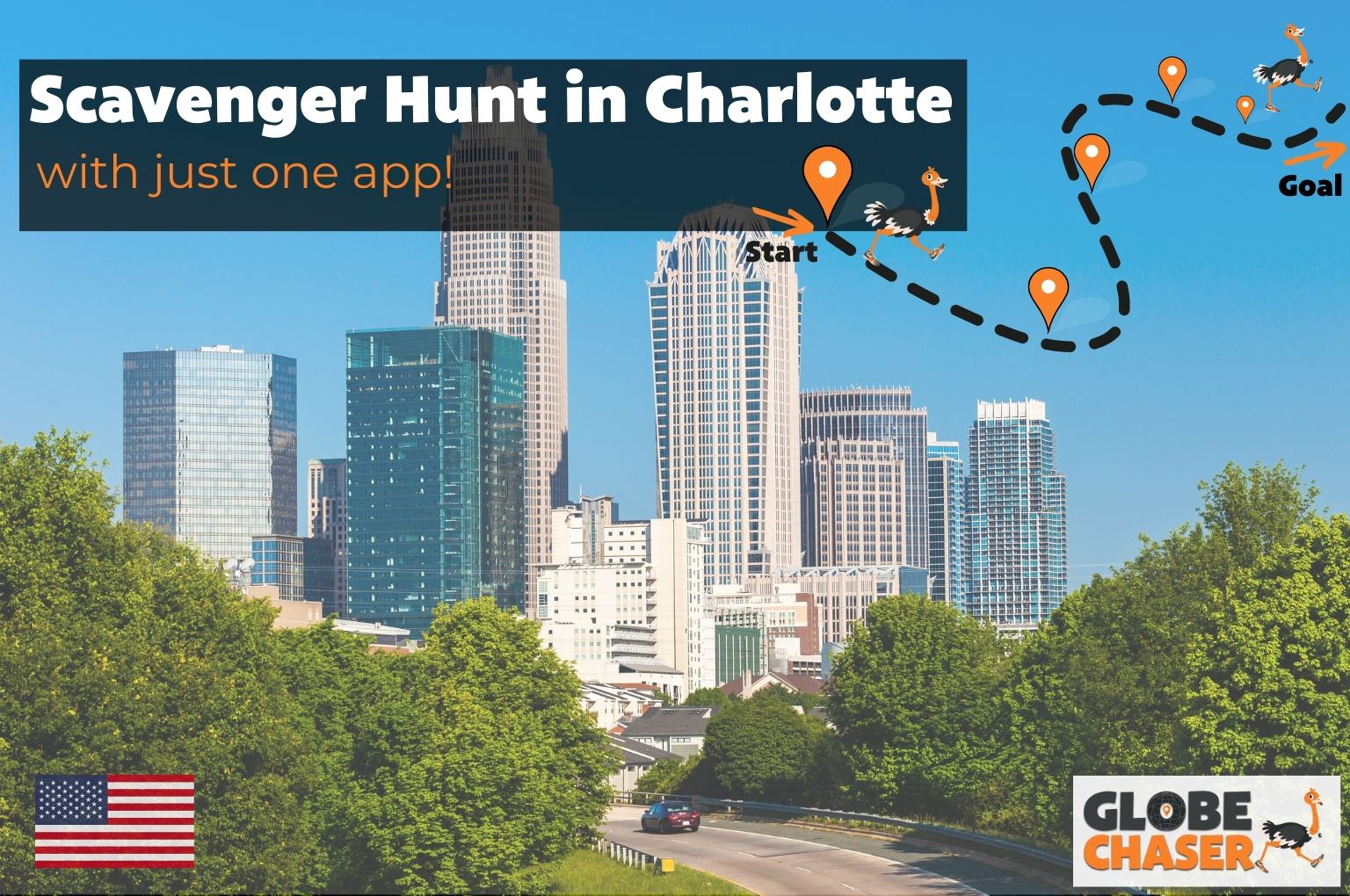 Scavenger Hunt in Charlotte, USA - Family Activities with the Globe Chaser App for Outdoor Fun