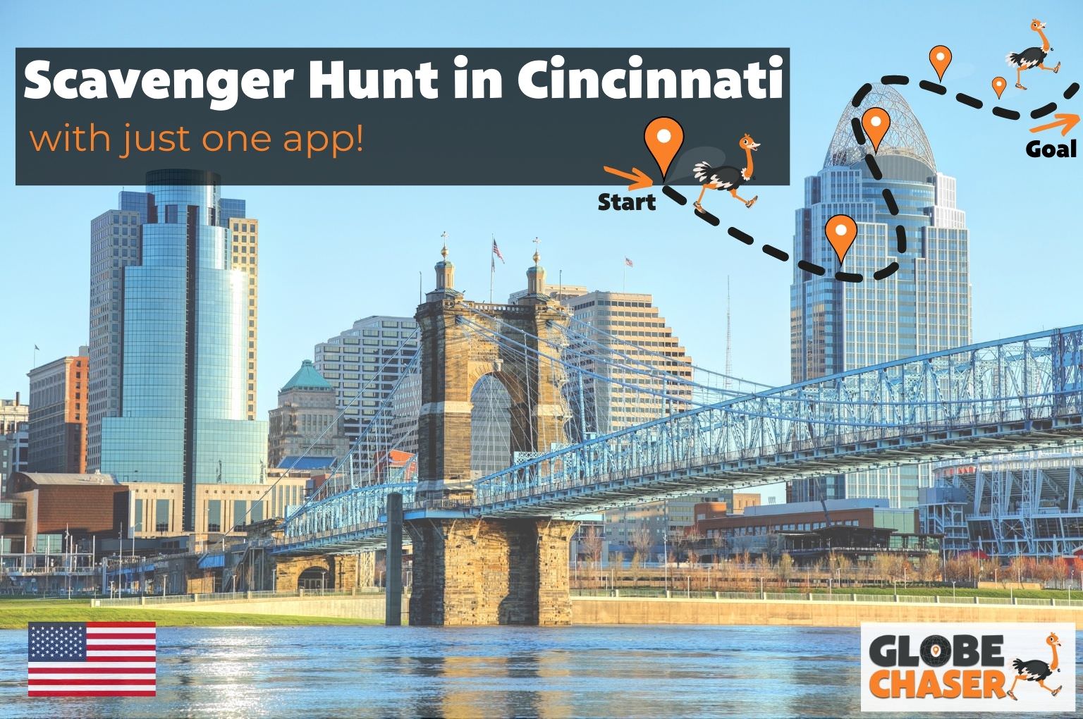 Scavenger Hunt in Cincinnati, USA - Family Activities with the Globe Chaser App for Outdoor Fun