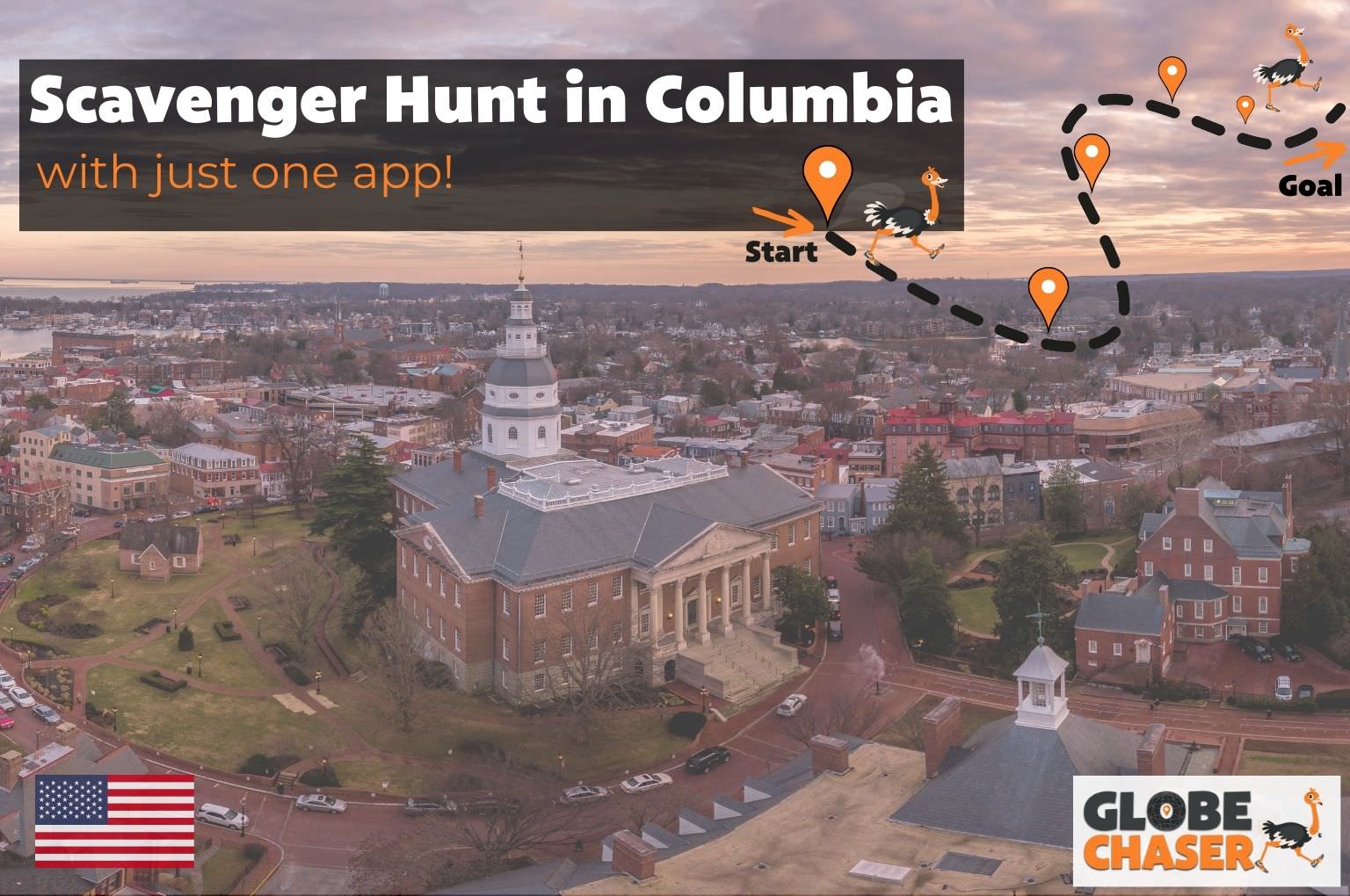 Scavenger Hunt in Columbia, USA - Family Activities with the Globe Chaser App for Outdoor Fun
