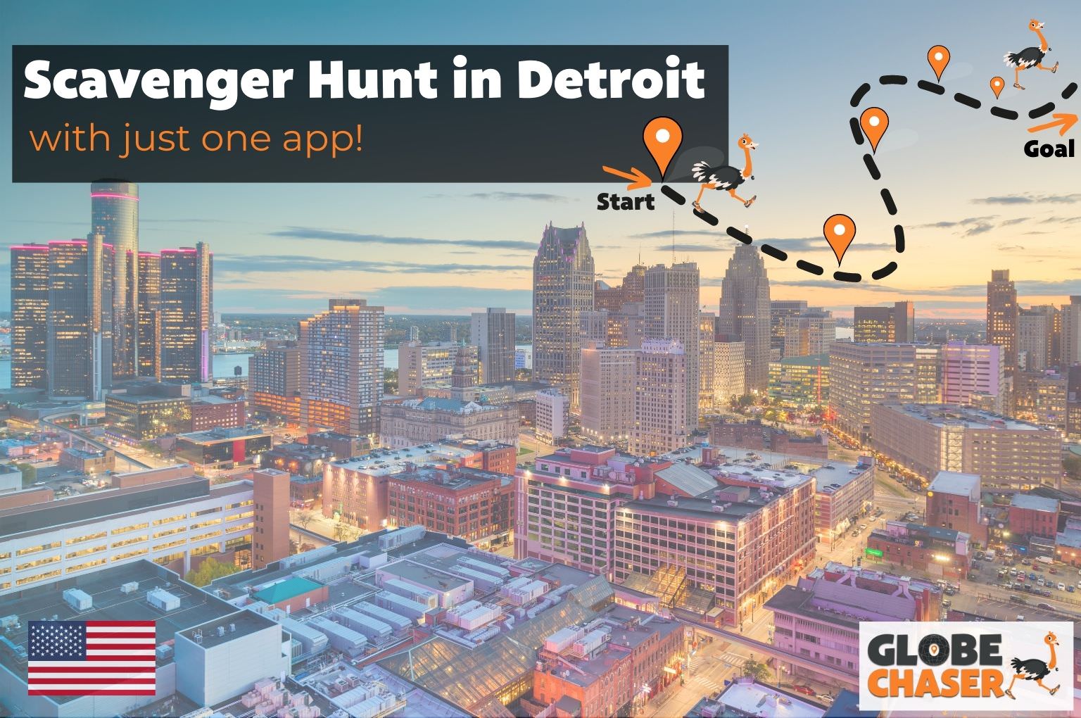 Scavenger Hunt in Detroit, USA - Family Activities with the Globe Chaser App for Outdoor Fun