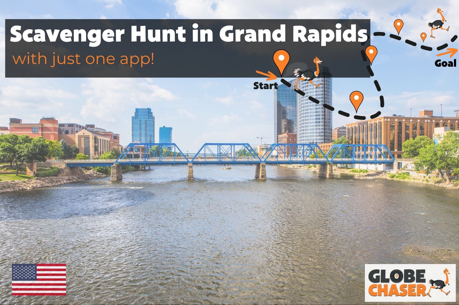Scavenger Hunt in Grand Rapids, USA - Family Activities with the Globe Chaser App for Outdoor Fun