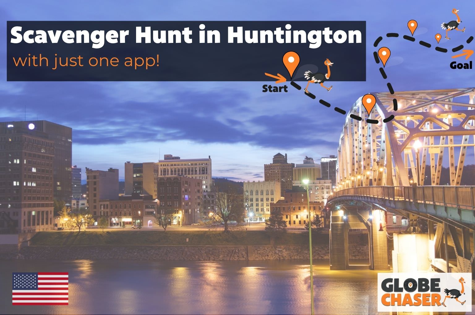 Scavenger Hunt in Huntington, USA - Family Activities with the Globe Chaser App for Outdoor Fun