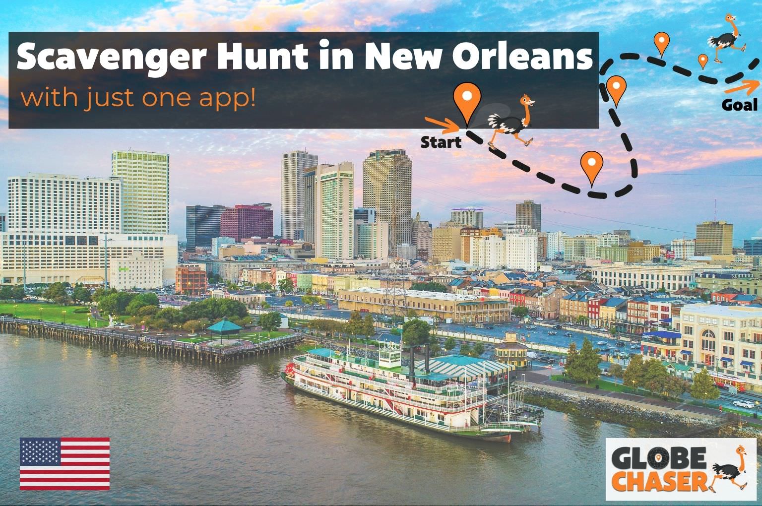 Scavenger Hunt in New Orleans, USA - Family Activities with the Globe Chaser App for Outdoor Fun