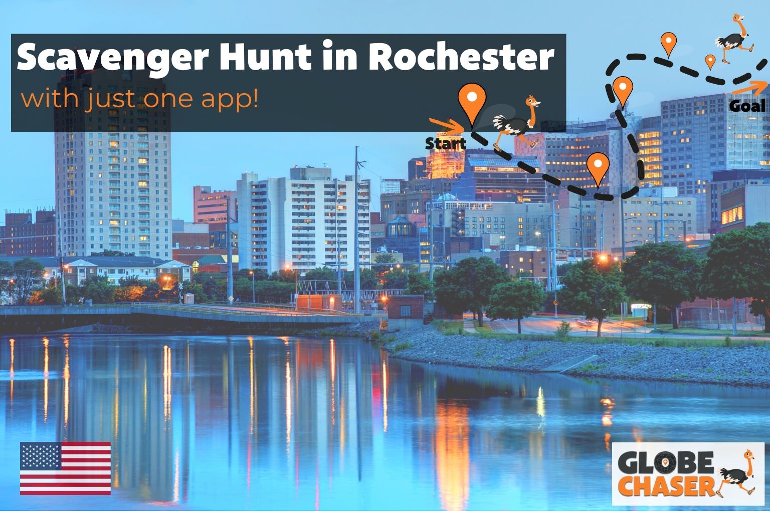 Scavenger Hunt in Rochester, USA - Family Activities with the Globe Chaser App for Outdoor Fun