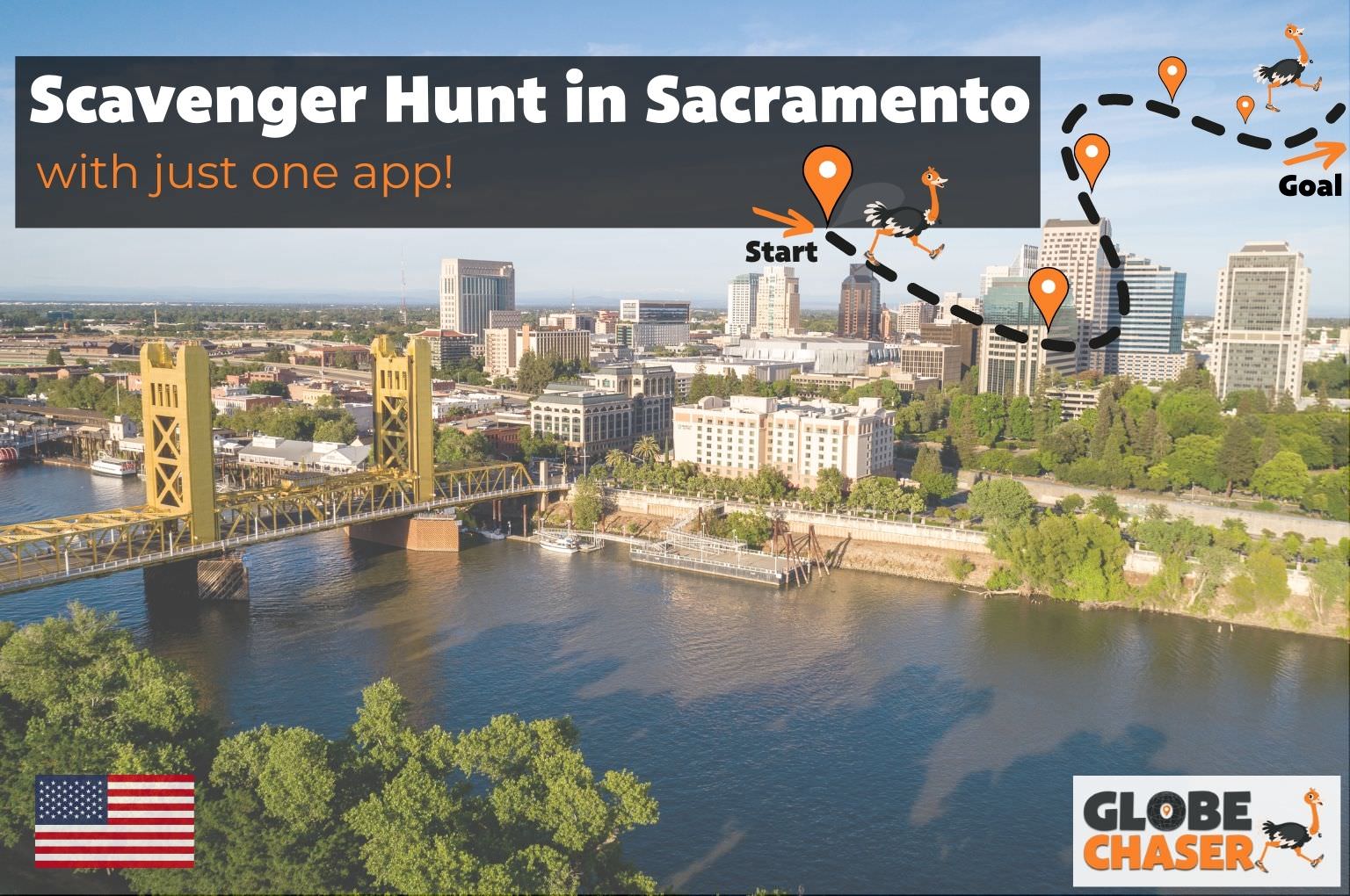 Scavenger Hunt in Sacramento, USA - Family Activities with the Globe Chaser App for Outdoor Fun