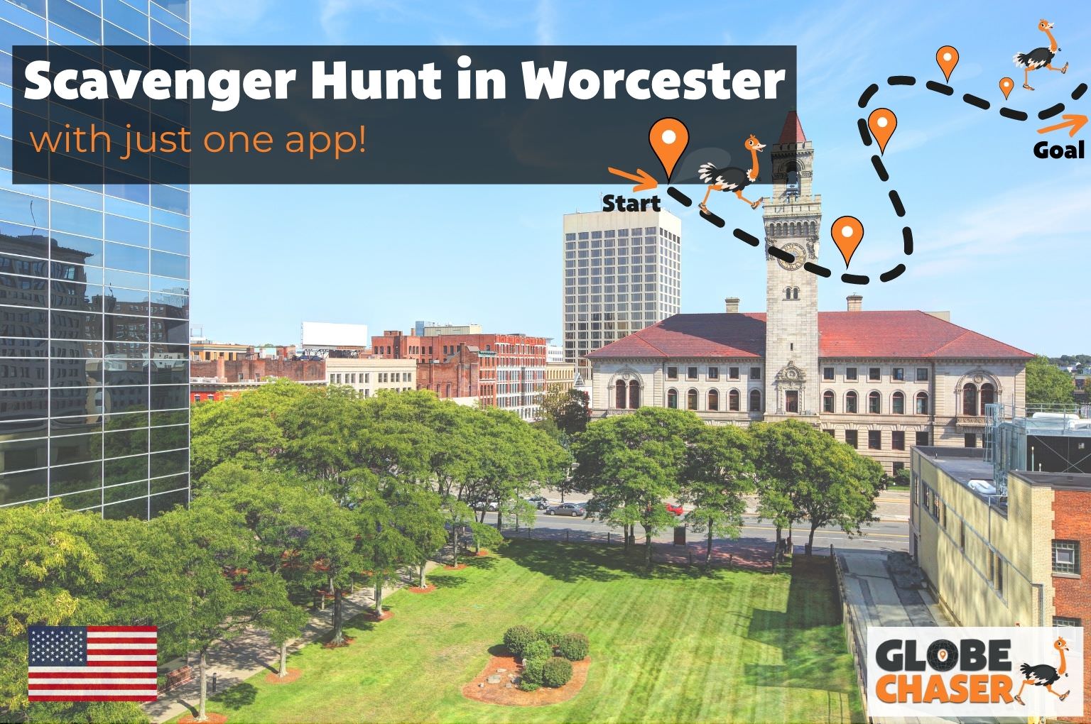 Scavenger Hunt in Worcester, USA - Family Activities with the Globe Chaser App for Outdoor Fun